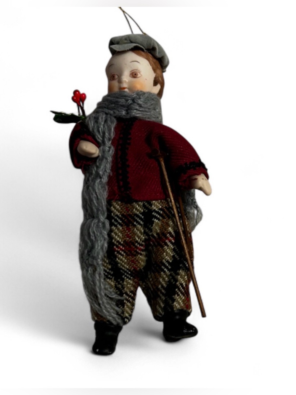 Vintage Kurt Adler Red Porcelain Tiny Tim Ornament